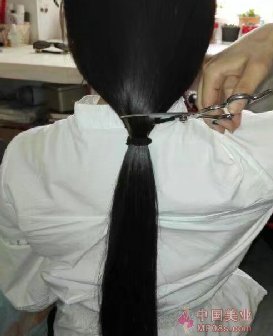 剪下美女43公分齐尾长发-狠狠爱李1015#