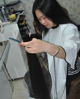 剪去少妇60公分乌黑头发-huang317#