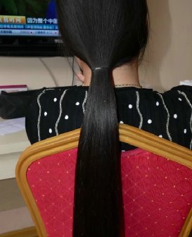 剪去黑衣女子过臀长发-戈壁落日196#