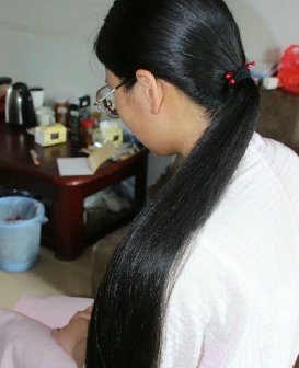 东莞剪下办公室文员漆黑秀发-发之美411#