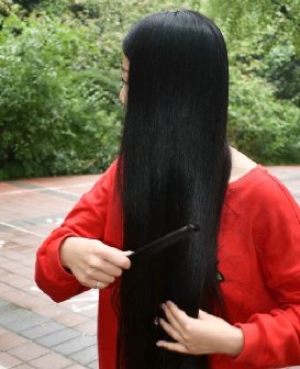 毛毛雨中剪去美女乌黑秀发-戈壁落日248#