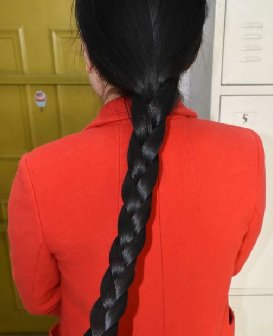 剪去女会计70多公分黑顺长发-戈壁落日274#