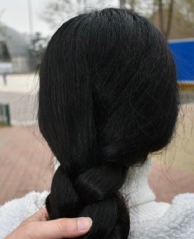 公园剪下女生超粗卷发-戈壁落日279#