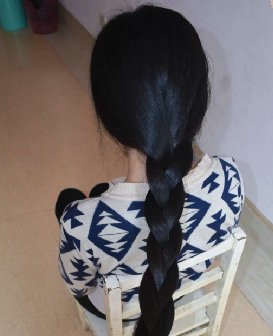 齐脖剪下姑娘75cm黑顺长发-戈壁落日282#