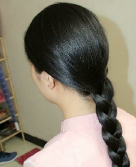 剪去广州某气质优雅品茶师85公分长发-发之美437#