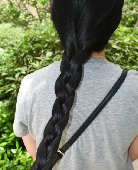 剪去姑娘垂顺黑亮秀发-戈壁落日295#