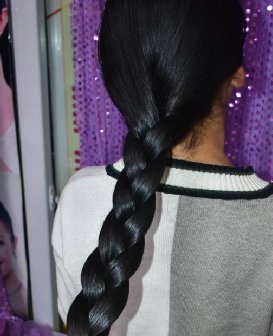 剪14岁少女乌黑丰厚长发-戈壁落日350#