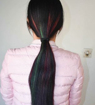 剪去清秀小美女红绿相间彩发-戈壁落日357#