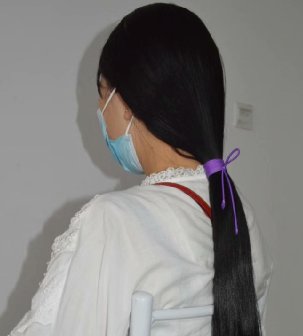 剪去圆脸女护士50公分光洁秀发-狠狠爱李3552#