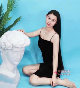 美女瑜伽老师理发店自剪67公分可爱秀发-狠狠爱李3611#