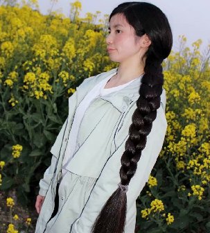 油菜花中剪去小媳妇92公分巨粗黑大辫子-狠狠爱李3800#