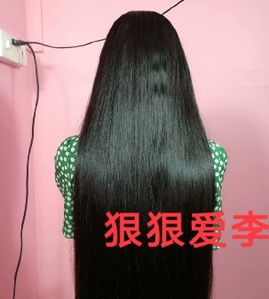 剪去绿衣少妇76公分黑长直发-狠狠爱李3792#