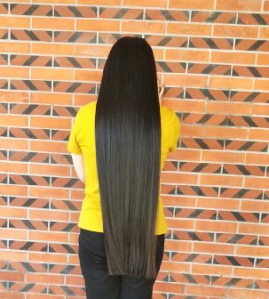 美发店剪下美少妇70公分丝顺细滑及腿长发-狠狠爱李3814#