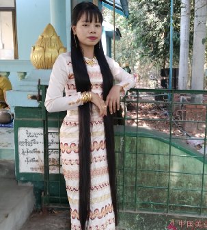 缅甸长发女Khin Pyae Sone过膝长发图片43张