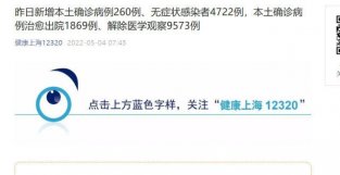上海昨日新增本土“260＋4722”例